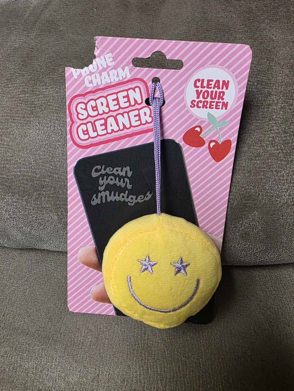 Yellow Star-Eye Smile Phone Screen Cleaner Charm